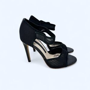 Zara Mesh High Heel Ankle Strap Black Sandals Heels Size 6